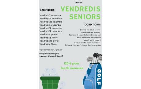 Vendredis Séniors : les dates